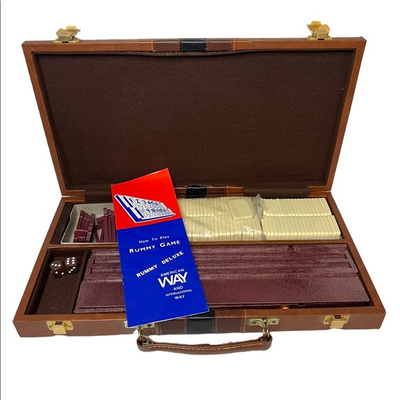 Games Vintage 198s Rummikub Game Faux Leather Carry Case Rummy Tiles